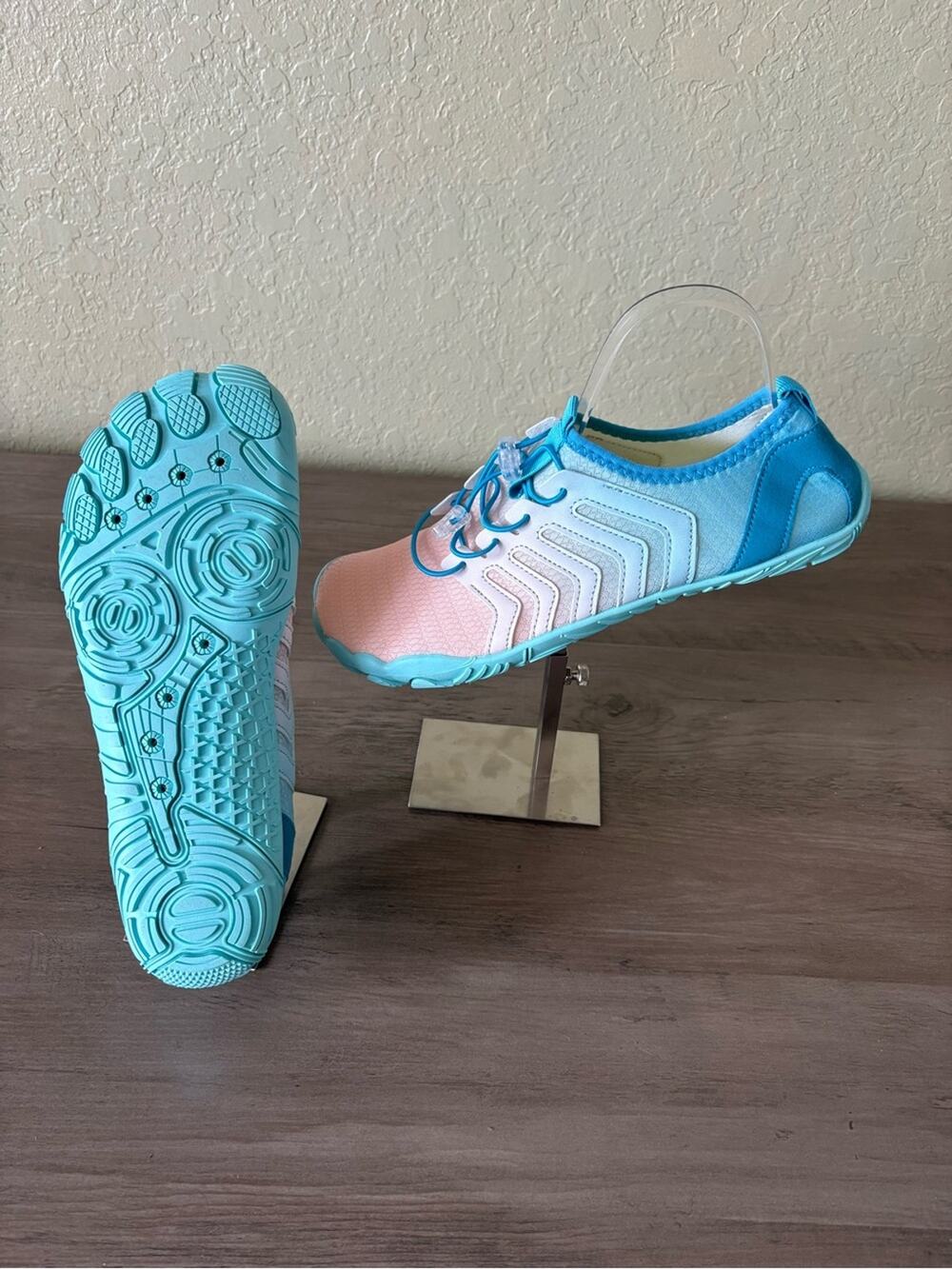 Women’s Aqua Water Shoes Pink Blue Quick Dry Beach Swim US 11.5-12 NWOT